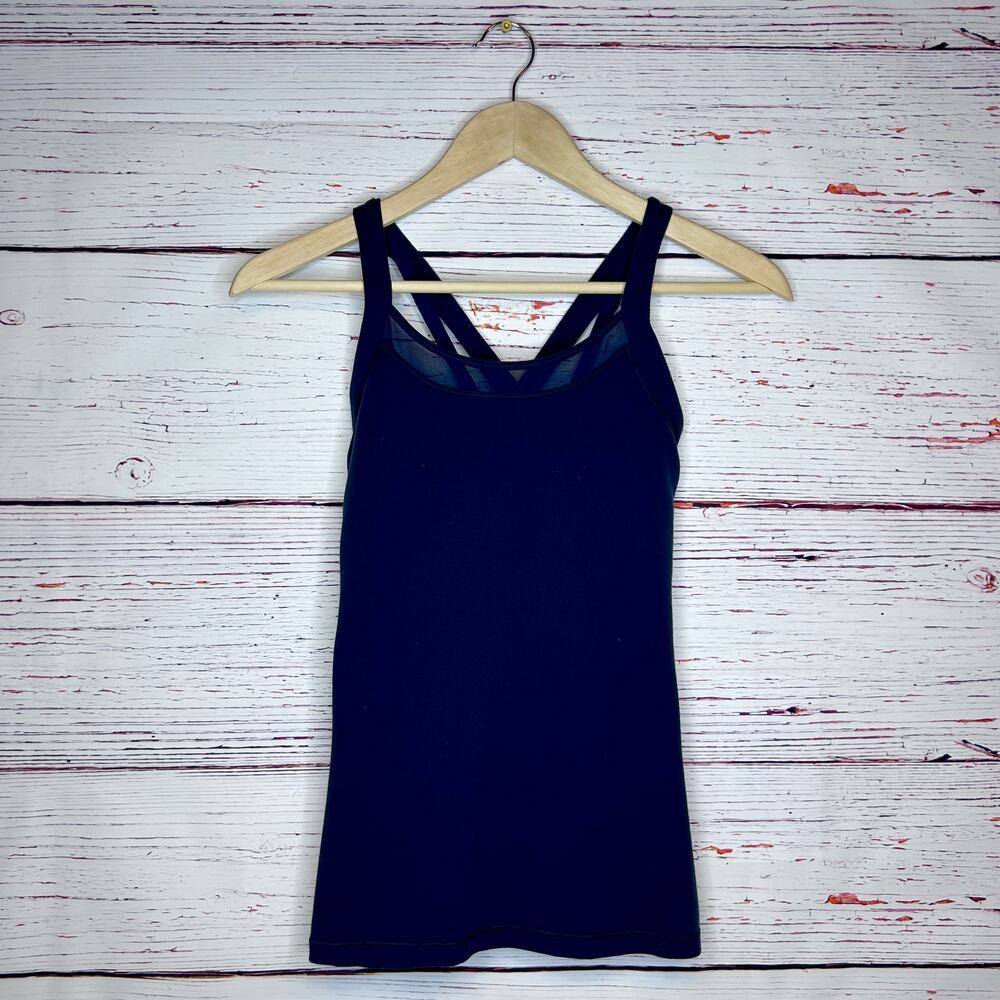 Lululemon Navy Blue Tank Size 6 Strappy Back